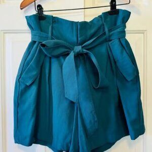 A New Day Teal High Waist Belted Women's Shorts